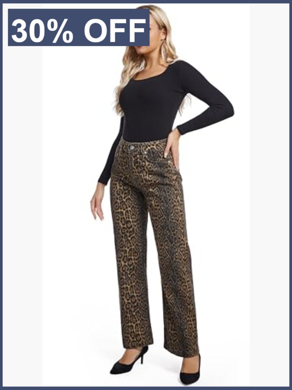High Waisted Straight Leg Stretch Pull On Jeans - Picture 5 of 6